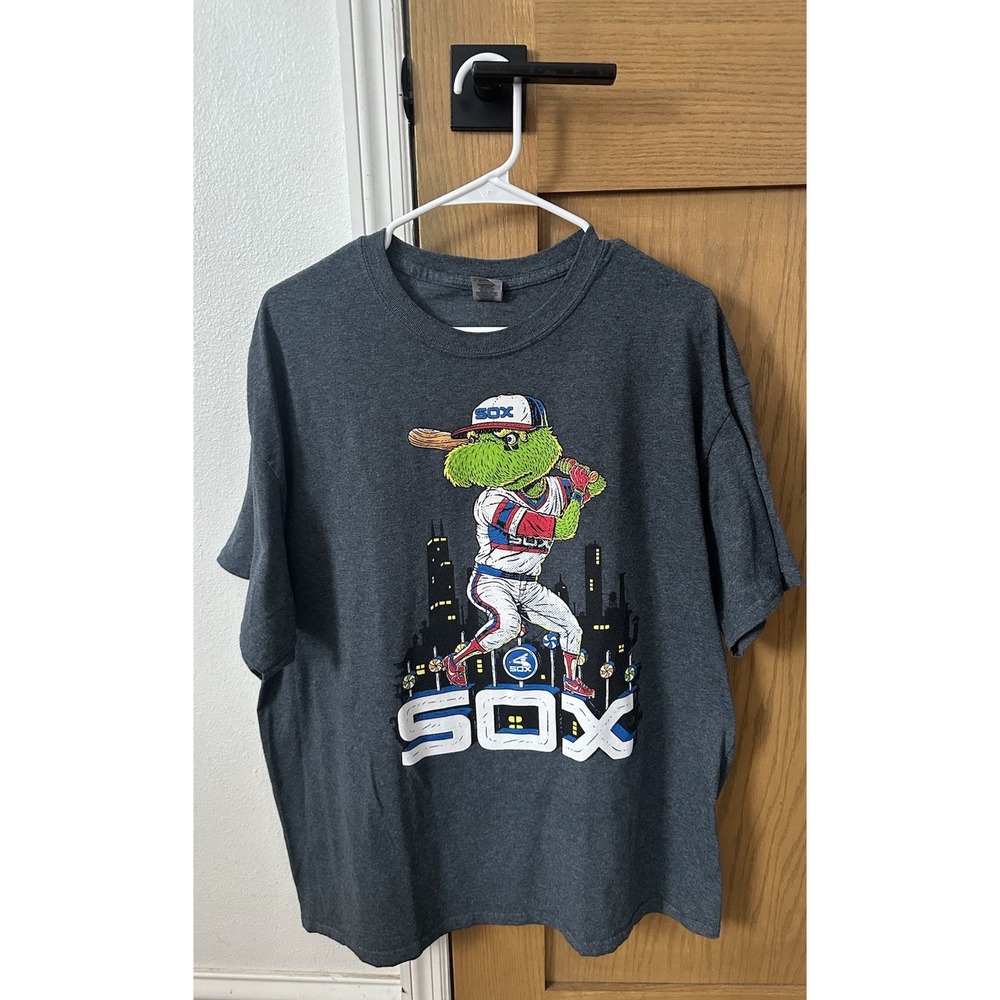 2021 Chicago White Sox Southpaw Mascot Comiskey Throwback Gray T-Shirt-Gildan XL